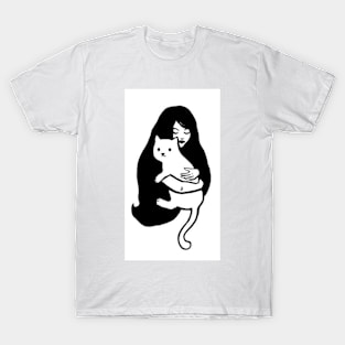 a girl and her cat T-Shirt